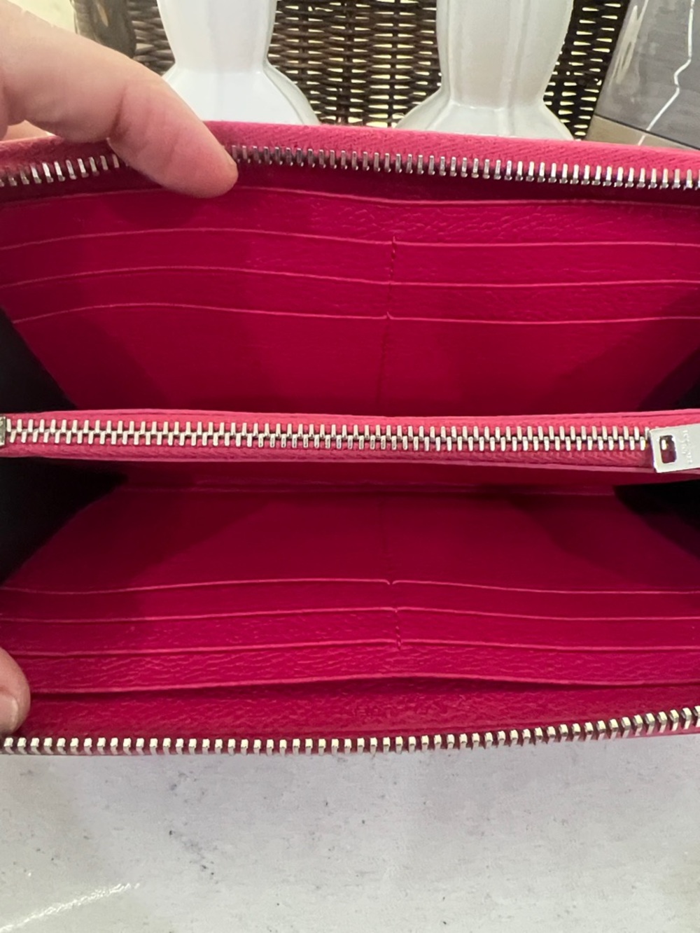 Saint Laurent Fuchsia Zip Wallet with YSL Charm - Picture 9 of 15